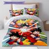 Son Goku Pattern Bedding,Quilt Set Quilt Cover Pillowcase Home Birthday Gift (1 * Duvet Cover + 2 * Pillowcase, Without Core)