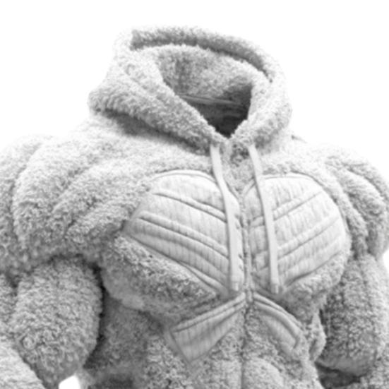 Yousheng Men Muscle Hoodie 3D Pattern Fuzzy Pullover Muscular Long Sleeve Warm Hooded Sweatshirt for Casual Sports Streetwear Fashion