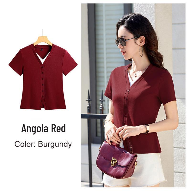 

Women s Stylish V-Neck Long-Sleeve Two-Piece T-Shirt, Age-Reducing, Early Spring 2026 Collection XL