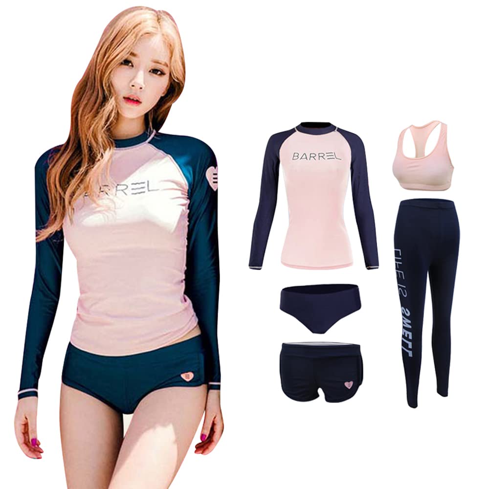 

Комплект купальника для фитнеса YFMAYI с рашгардом, длинным и УФ-защитой, амфибийный, женский, 5 предметов, защита, шорты, танкини, рукава, леггинсы,