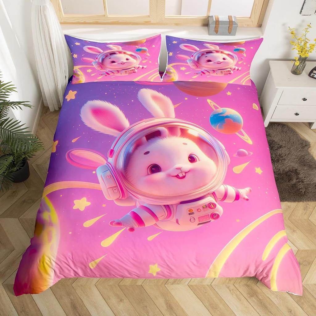 Comforter Pink Blue Cloud Pattern Queen King Size Starry Sky Bedding Set Girls Room Decoration Dream Garden 3 Pcs