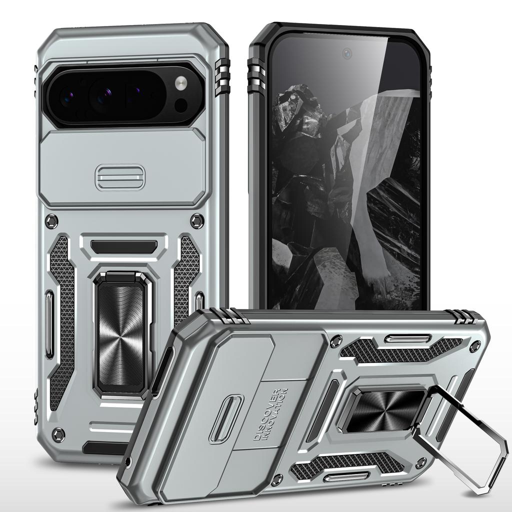 Slid Camera Protector Armor Phone Case For Google Pixel 10 Pro XL 8 7 9 Pro Pixel 9A 8A 7A Magnetic Metal Ring Holder Back Cover