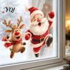 Seasonal Home Window Decor Christmas Static Clings, Removable Glass Decals, Snowman Santa Reindeer Nutcracker Office Store Displays with Snowflakes,