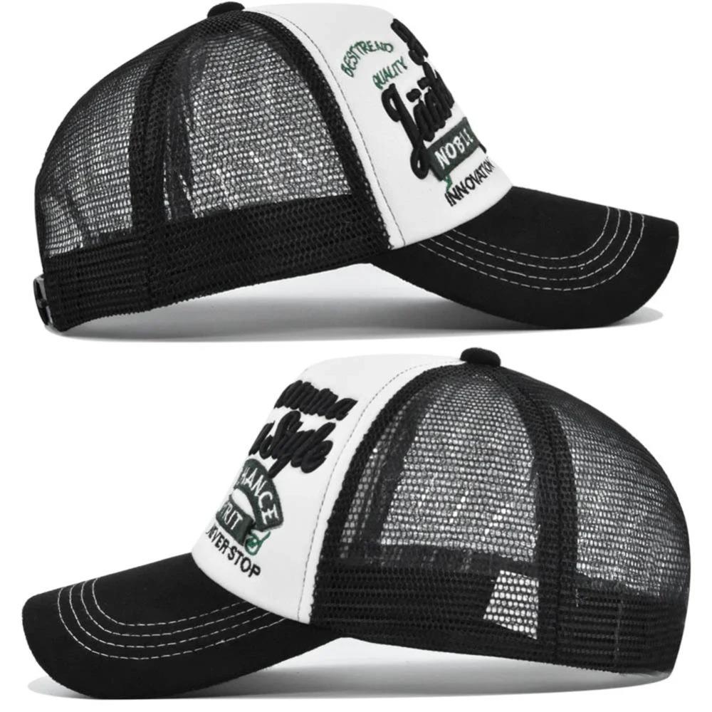 Outdoor Letter Three-dimensional Embroidered Cotton Baseball Cap, Personalized Color Blocking Adjustable Breathable Design