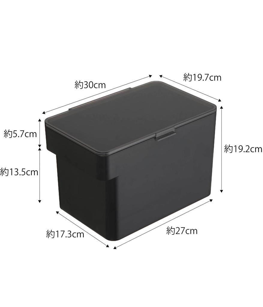 Yamazaki Jitsugyo Luftdichter Tierfuttervorratsbehälter 3,5 kg mit Messbecher Schwarz ca.. B30 x T19,7 x H19,2 cm (Bei geöffnetem Deckel ca.. H37,5 cm) Turm