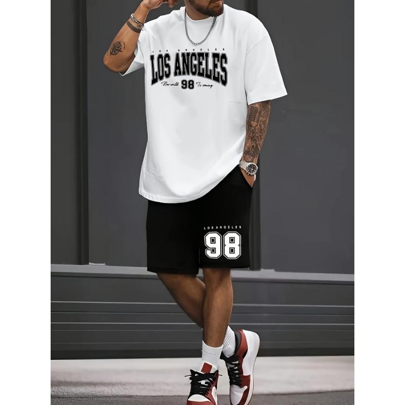 Sommer Herren Chicago-Thema Entspanntes Set Größe 32 Bedrucktes T-Shirt und Shorts Set Erwachsenen Sport Lässig Übergröße Zweiteiliges Set