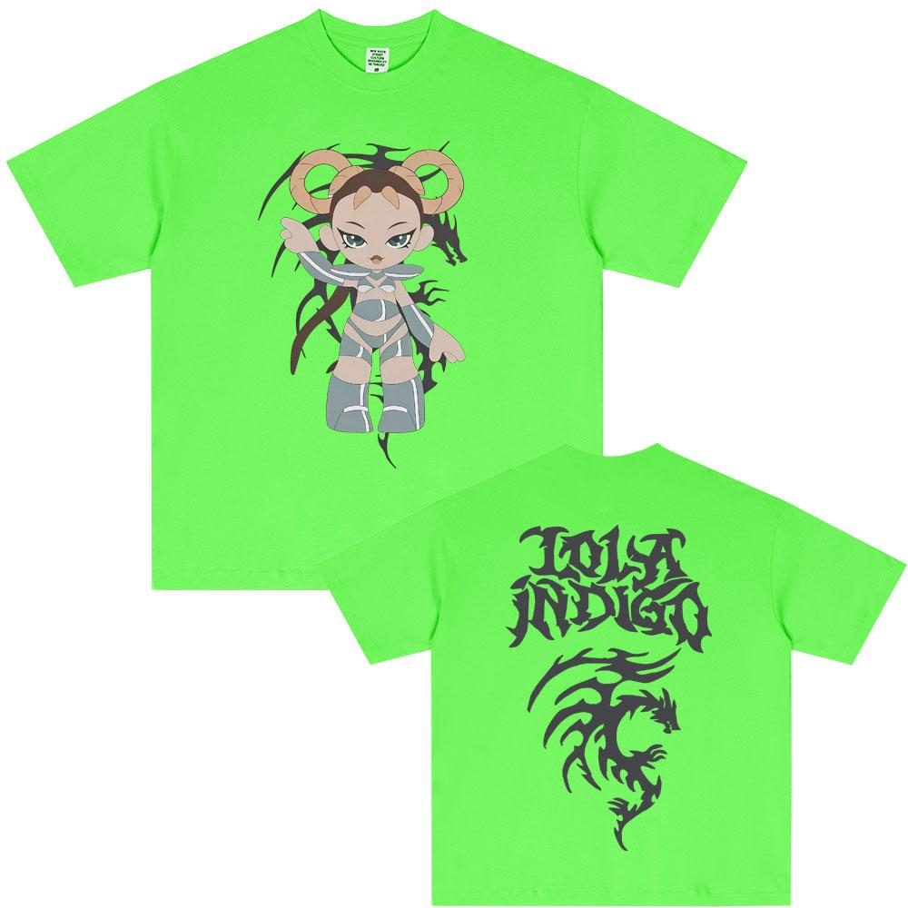 

Lola Indigo Double Sided Print T Shirts Men Women Clothing Fashion Casual Oversized T-shirts Cotton Vintage Short Sleeve T Shirt 4XL