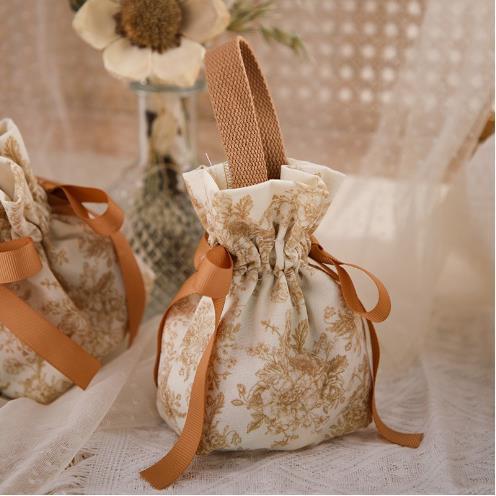 10/20/30Pcs New Christmas Candy Bags Portable Canvas Gift Bag Party Wedding Goodie Packing Box Red Handheld Gift Storage Bags