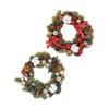 Christmas Pinecone Wreath with Cotton Balls Festival Front Door Hanging Garland for Home Decoration