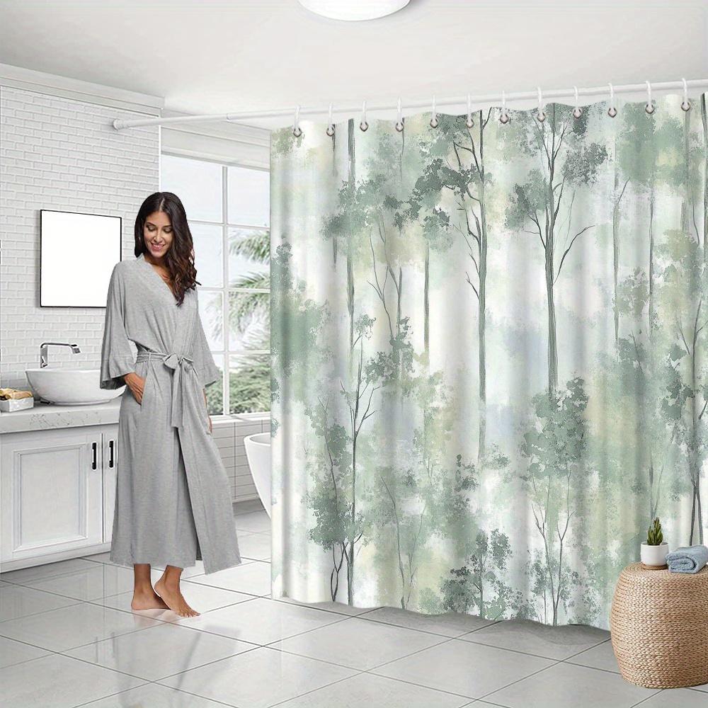 Textile Article Light Serene Misty Forest Shower Curtain - Fade Resistant Bare Trees Design, Polyester, 70.8X70.8 12 Hooks, Machine Washable