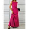 Spring and Summer Elegant and Pure-colored Round-neck Short-sleeved Resort-style Women's Dresses