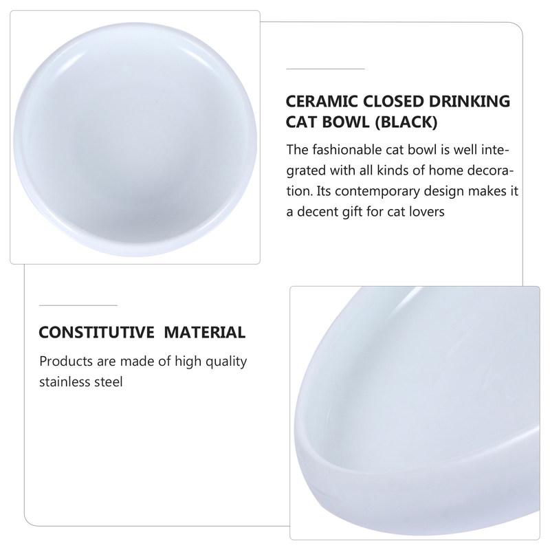 Anti-Overflow Cat Food Bowl Ceramic Pet Feeder Round Mouth Design Prevents Whisker Fatigue Heavy Duty Non-Slip for Cats