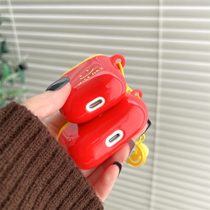 Simple Smiley Face for AirPods 1 Apple Bluetooth Wireless Headset Cover Soft 1/1/1 Generation Pro1 Cute Pendant