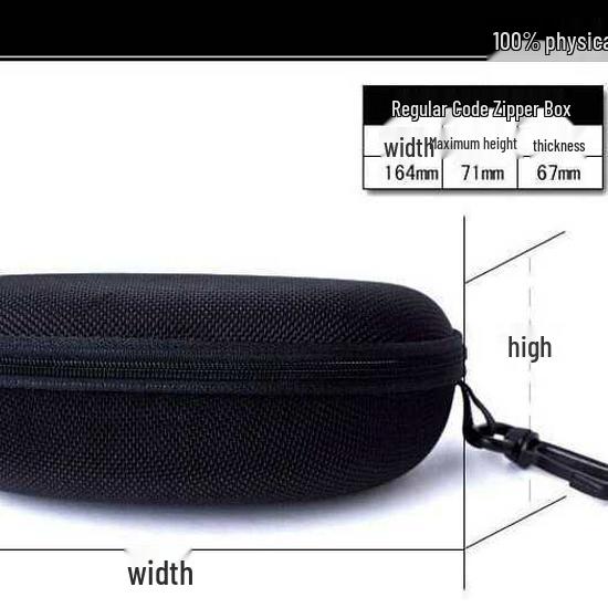 

Crushproof Unisex Black Zipper Eyeglass Case with Hook