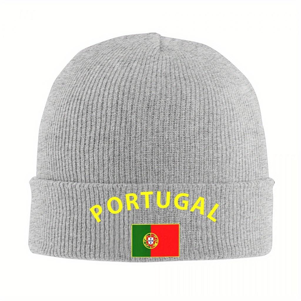 Portugiesische Flagge Mützen Beanie Mützen Grafik Strickmütze Winter Y2K Cool Unisex Damen Hippie Thermisch Elastische Kappe