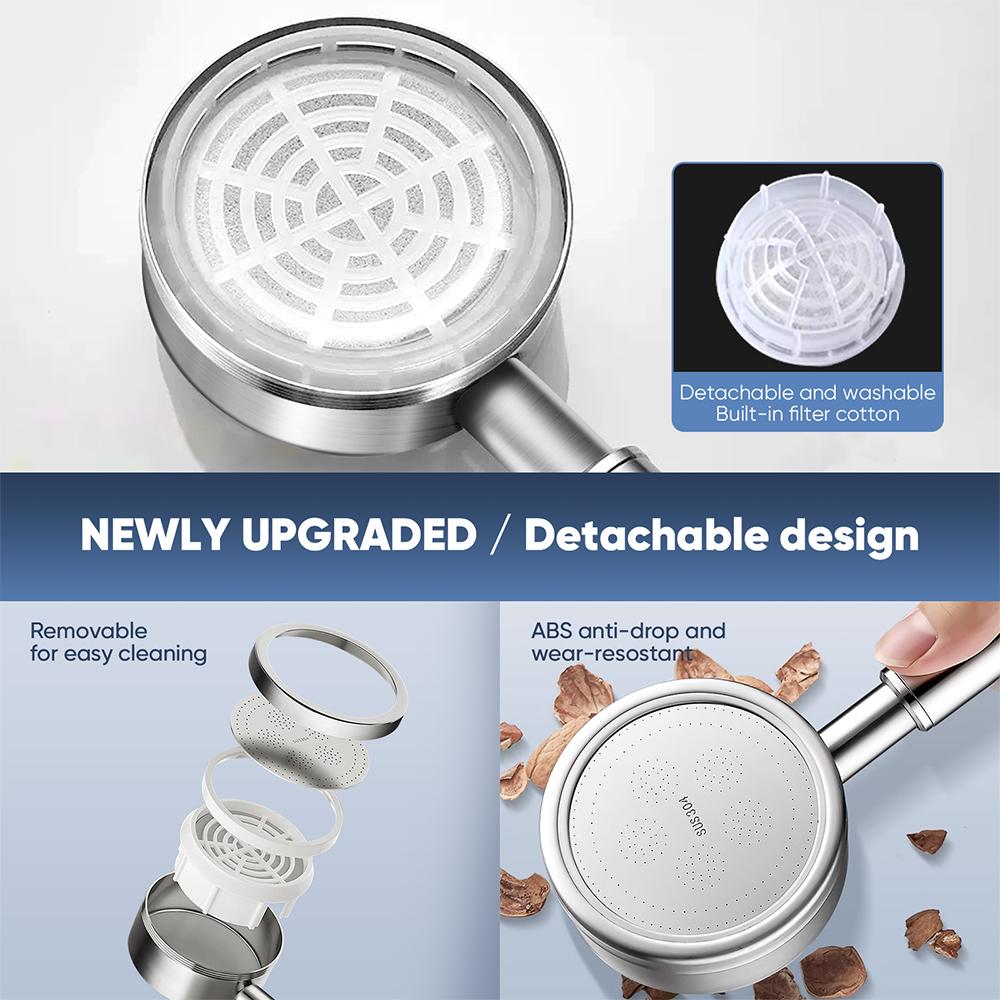 Stainless Steel Bathroom Handheld Shower Head High Pressure Water Saving Sprayer Nozzle Supercharged Rainfall Modes 77B532SN
