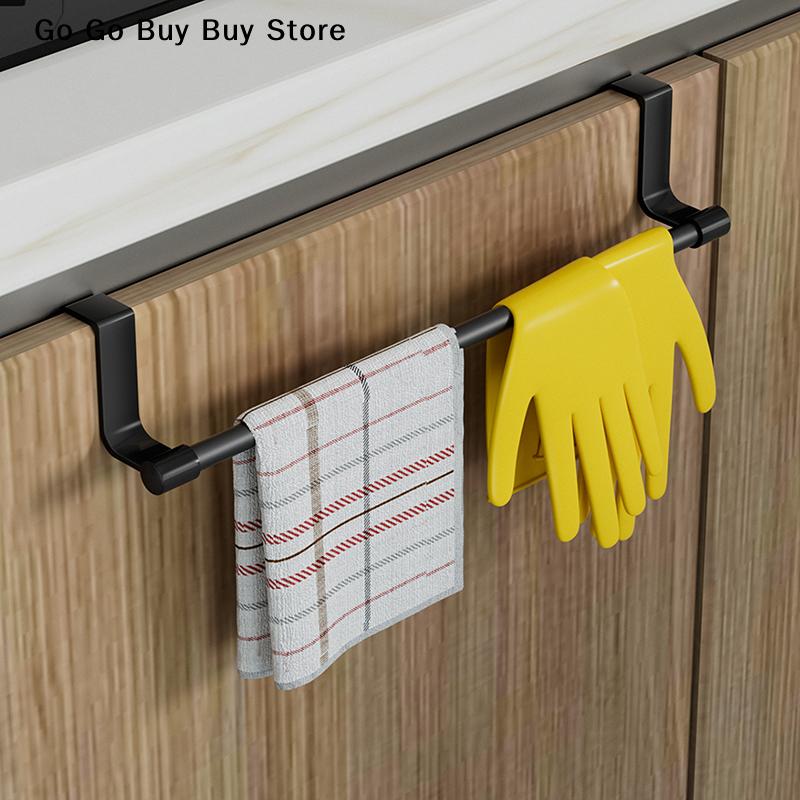 1Pcs Towel Rack Over Door Towel Bar Hanging Holder Stainless Steel Bathroom Kitchen Cabinet White Black Towel Rag Shelf Hanger