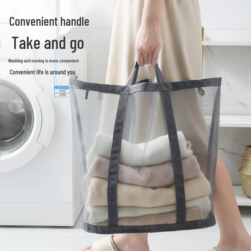Foldable Mesh Laundry Basket for Dirty Clothes - Breathable and Space-Saving, Ideal for Bathroom and Laundry Room.