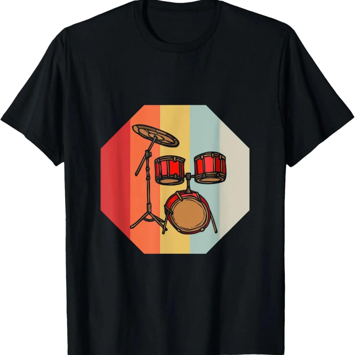 Retro Drummer Gifts Musical Instrument Musician Drums T-Shirt S