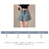 Denim Pleated High with Safety Vintage Slimming Korean Summer [Inlovemiss] Women's Skirt, Skirt, Skort, Waist, A-line, Pants, Anti-See-Through, Wash,