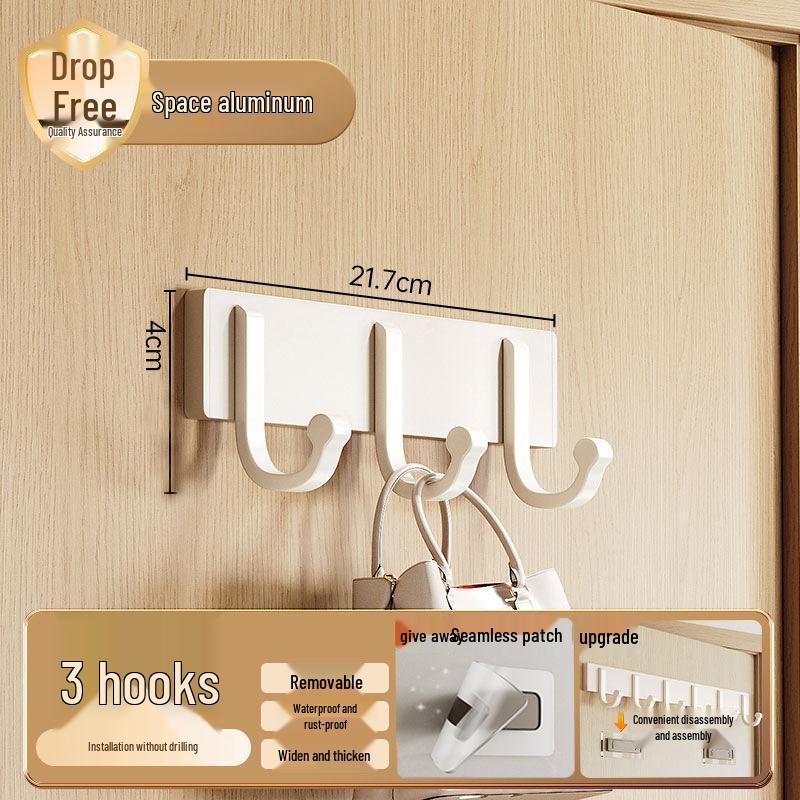 Milky White No-Drill Adhesive Over-the-Door Towel & Clothes Hook