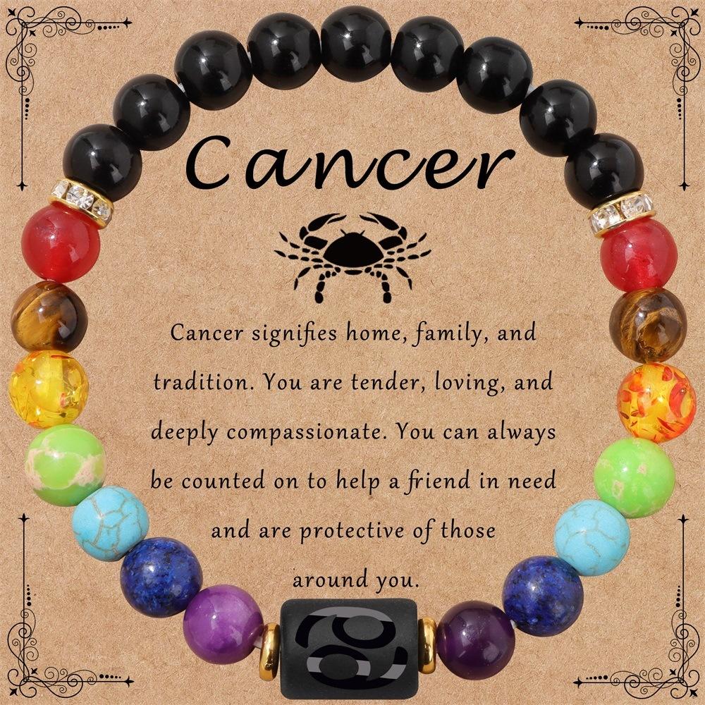 Brățară cu 12 constelații Brățară elastică țesută manual, reglabilă, ochi de tigru natural, obsidian, cadou, bijuterii