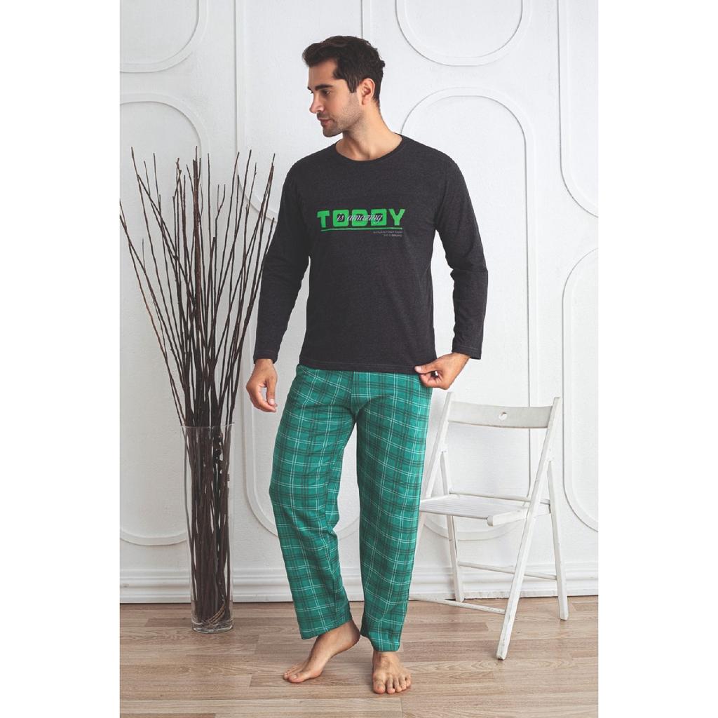 Meeste Coton Puuvillane Pikkade Varrukatega Pidžaamakomplekt Hooajaline Toode