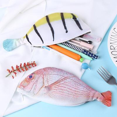 Cute Simulation Fish Pencil Case Kawaii Cartoon Zipper Pencil Box Large Capacity Portable Storage Bag Stationery Holder Pen Bags