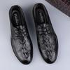 Genuine Leather Mens Casual Shoes Cowhide Business Male Footwear Comfortable Formal Dress Footwear Crocodile Pattern Derby Shoes