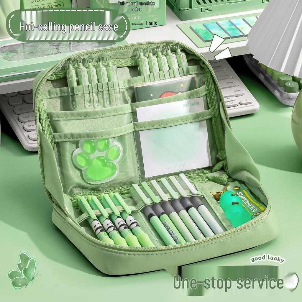 Green Back-to-School Stationery Gift Set for First Graders - Ideal Birthday Present for Girls