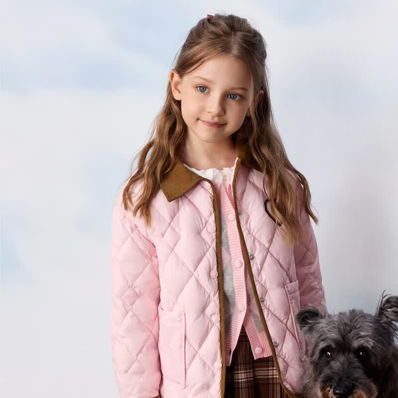 PawinPaw Girls' Cartoon Bear Diamond Quilted Down Jacket