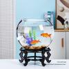 Transparent Round Glass Fish Tank for Office or Living Room - Small Desktop Aquarium for Goldfish or Turtles