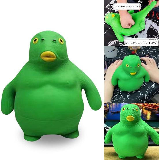 Green Head Fish Toy, Decompress and Squeeze Stress Toy Figure for Adults, Relief Anti-Anxiety Mini Gadget to Relax (Large)