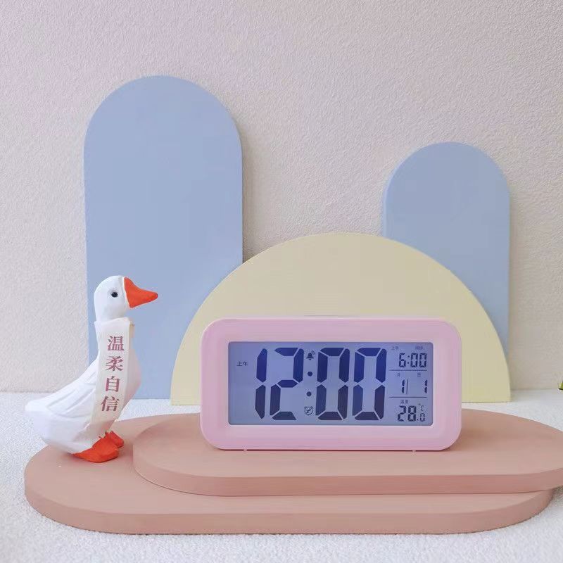 

Студенческий электронный будильник Умный бесшумный Простой Детская спальня Многофункциональный Прикроватный столик Отображение температуры и погоды Настольные часы