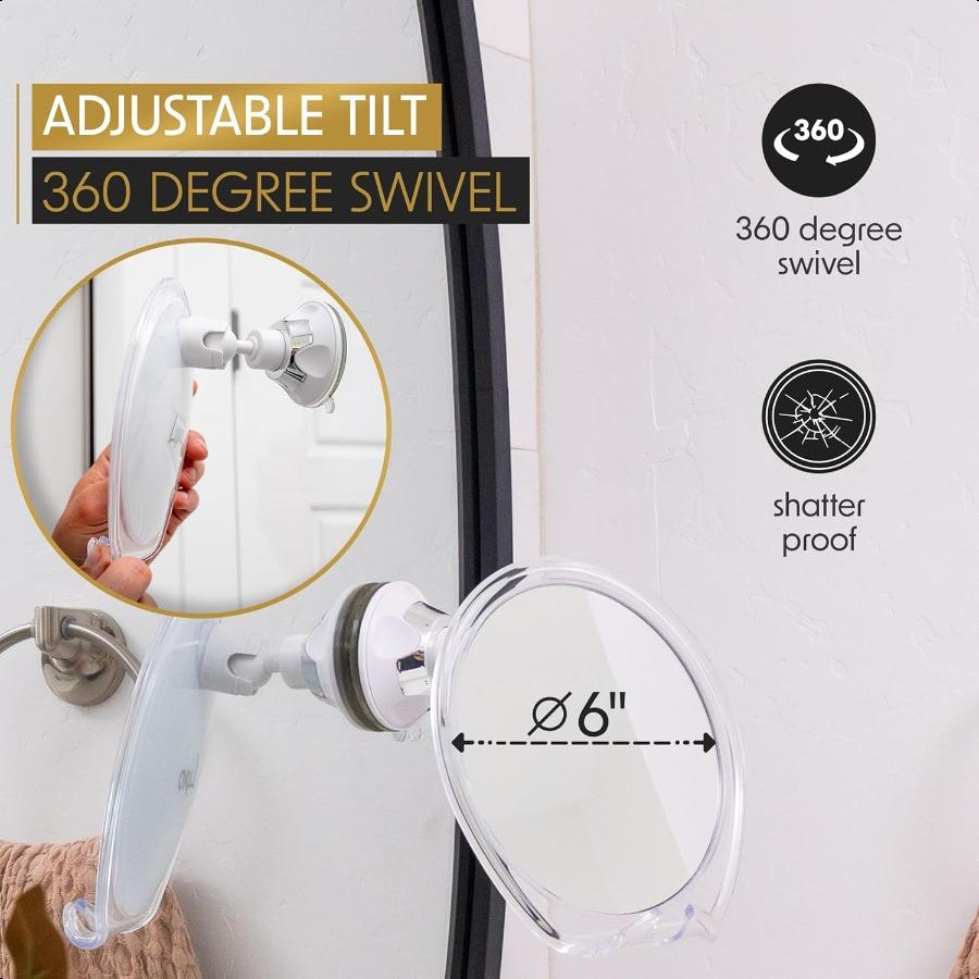 Shaving Mirror Shower Mirror with a Razor Holder for Shaving with Powerful Suction Cup Shatterproof Anti Fog Mirror for Shower