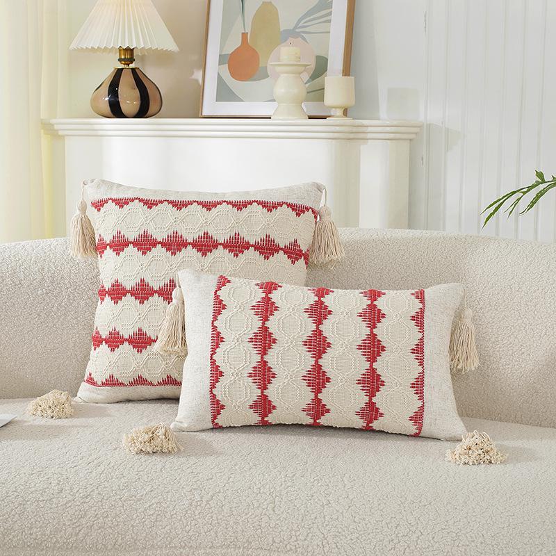 American Multicolor Jacquard Throw Pillow Cover for Sofa, Bed, Chair, and Car