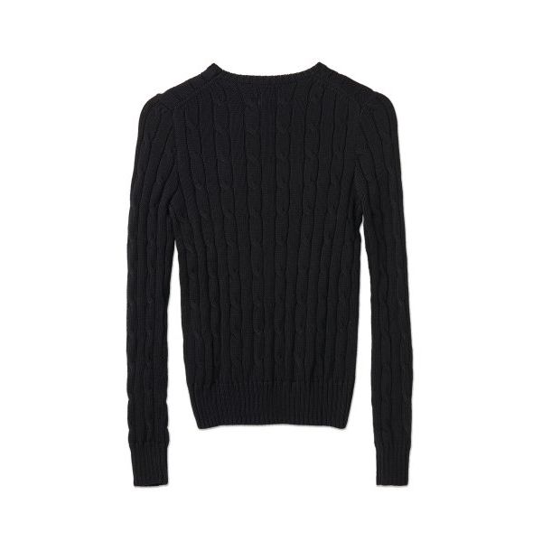 Polo Ralph Lauren SS23 Pull en maille torsadée unie brodé Pull femme Noir WMPOSWENC020663-001