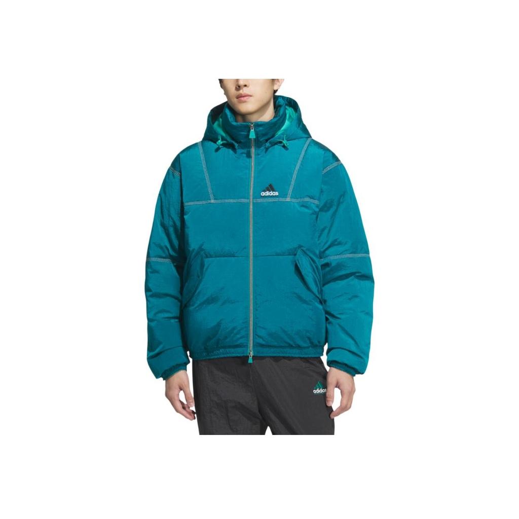 Adidas Equipment Series SS25 Loose Fit Hooded Warm Sports Letter Duck Down Jacket Men Jacket Green KA7980