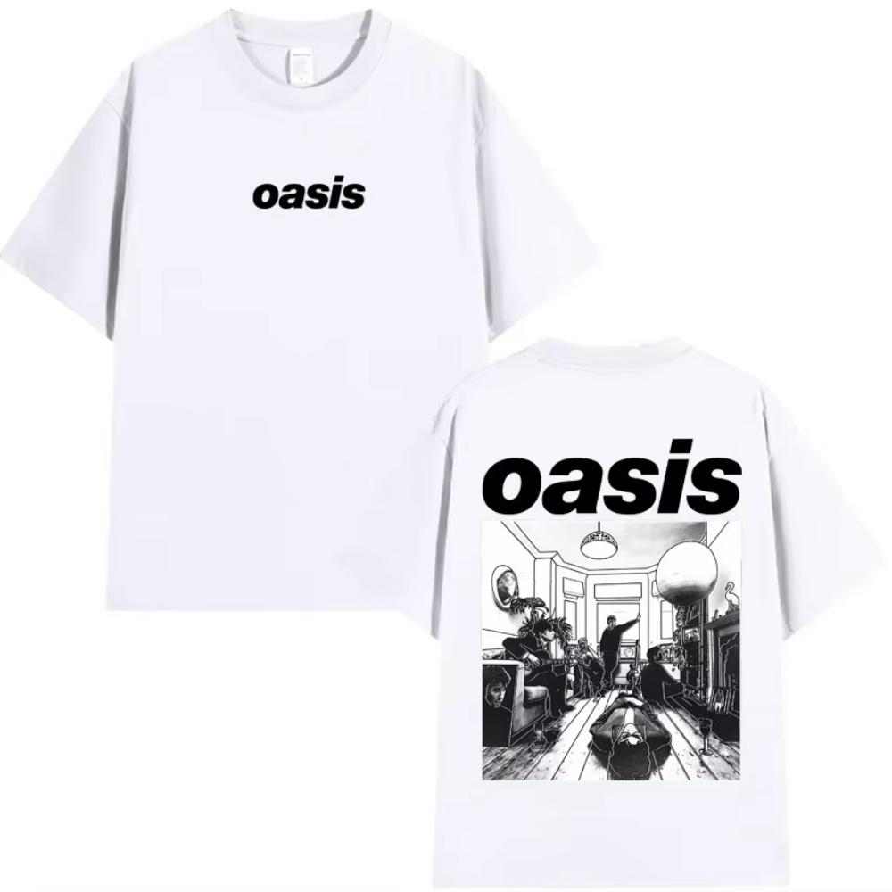 Hip Hop Oasis Pattern Printed T-Shirts Summer New Men'S Women Loose Harajuku Round Neck Cozy Short Sleeved Tshirt American Trend