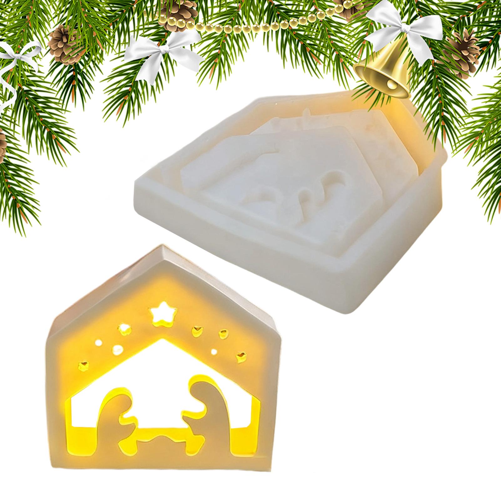 

Christmas Nativity Mold Nativity Set DIY Silicone Mold Christmas Ornament Decoration Advent Tealight Stand Mould Jesus Molds білий