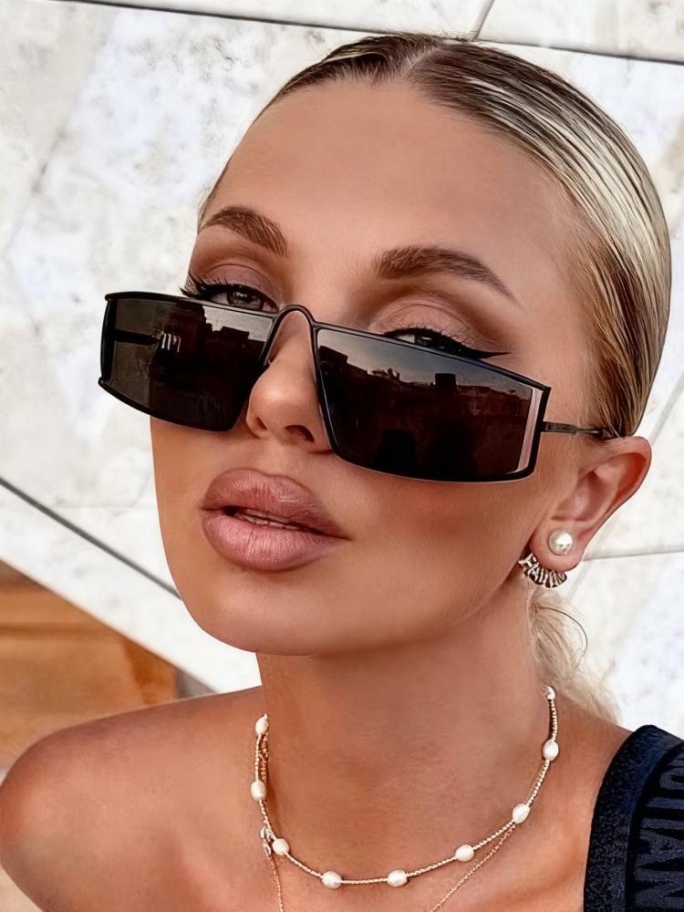 Punk Y2k Square Sunglasses Women Men Brand High-end Hollowed-out Metal Frame Trendy Sun Glasses UV400
