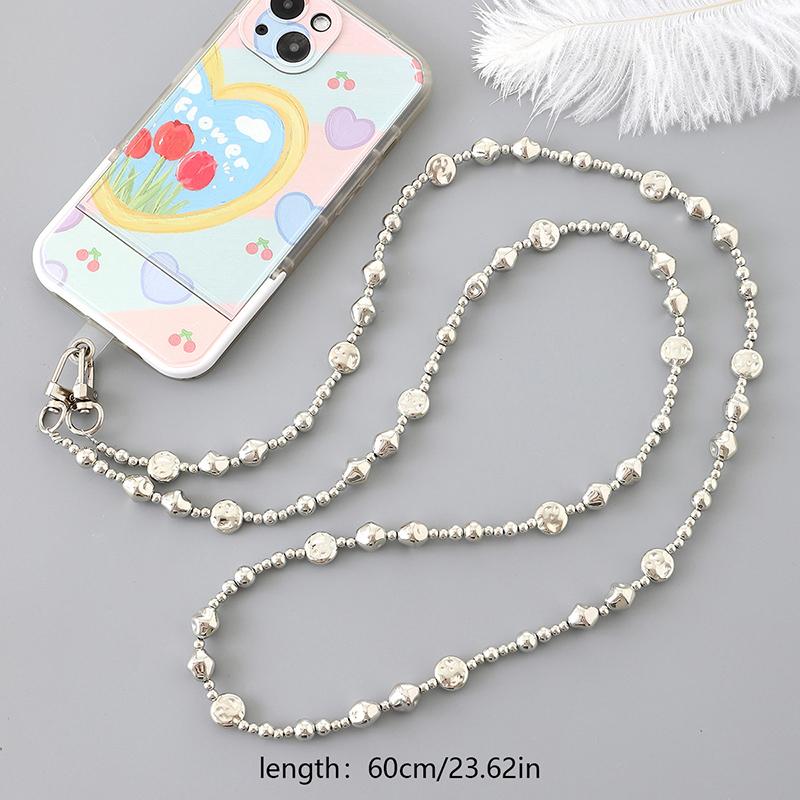 60Cm Pasek z Pereł w Kształcie Serca Miłości Smycz do Telefonu Łańcuszek Crossbody do Telefonu do Zawieszania na Szyi Etui na Telefon Zapobiegające Zgubieniu Akcesoria do Telefonu Dziewczęce