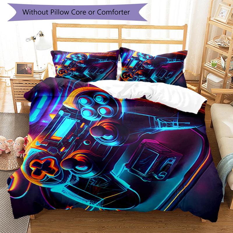 3pcs Game Controller Bedding Set Duvet Cover Closure Includes 1 Duvet Cover & 2 Pillowcases, Soft and Comfortable for All Seasons.