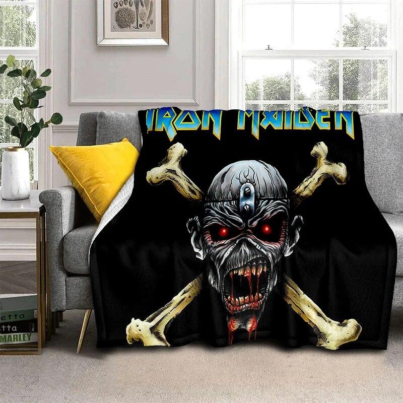 HD I-Iron Maiden Heavy Metal Band 3D Blanket,Soft Throw Blanket for Home Bedroom Bed Sofa Picnic Travel Office Cover Blanket Kid