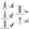 10pcs/set Hard Zinc Zinc Alloy Rotary File 6mm Shank Grinding Head Drill Bit  Aluminum Processing