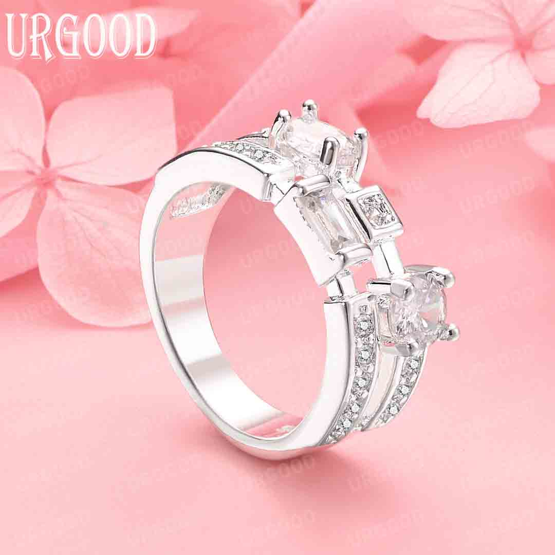 

925 Sterling Silver Jewelry AAA Zircon Ring 7#