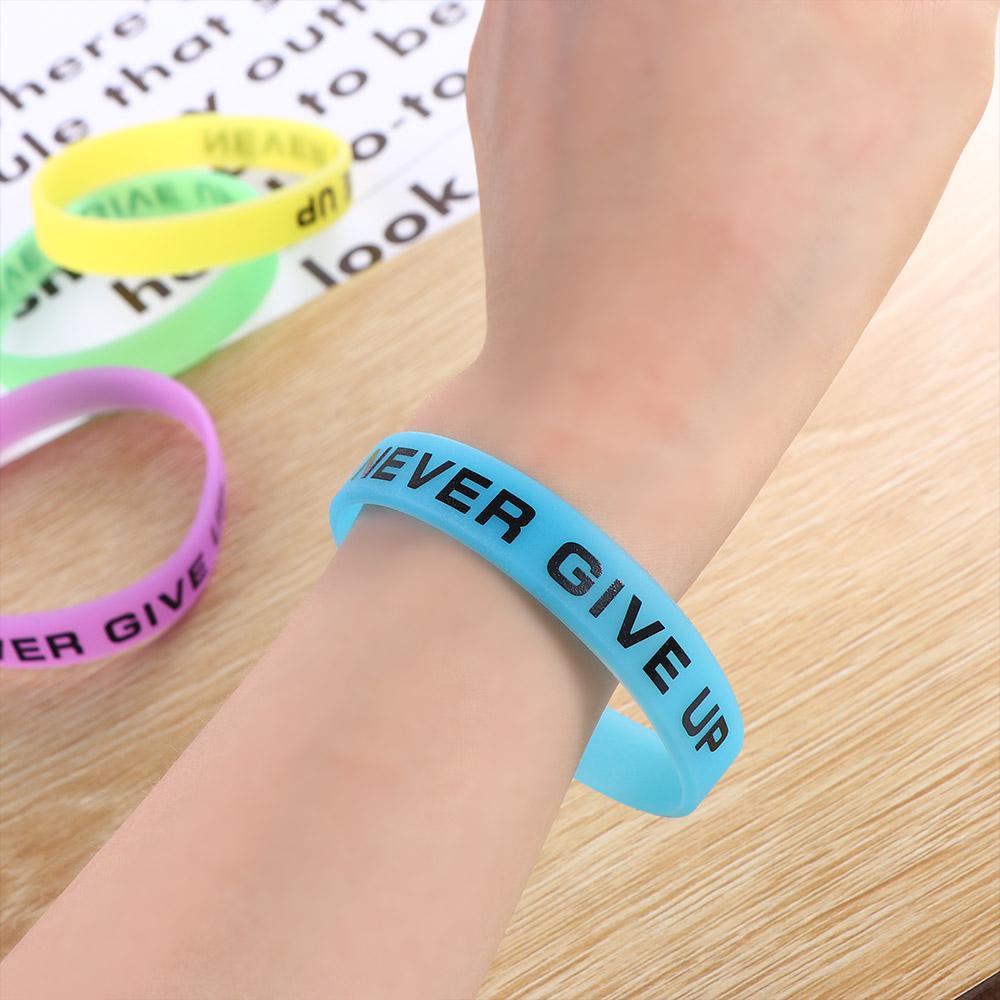 Bracelet Silicone Sweat Band Never Give Up Bracelet Luminous Rubber Bracelets Basketball Wristband
