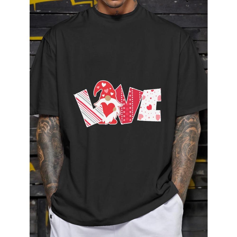 

Мужская футболка с коротким рукавом и принтом LOVE на груди, с круглым вырезом. Удобная, дышащая ткань, спортивный стиль M