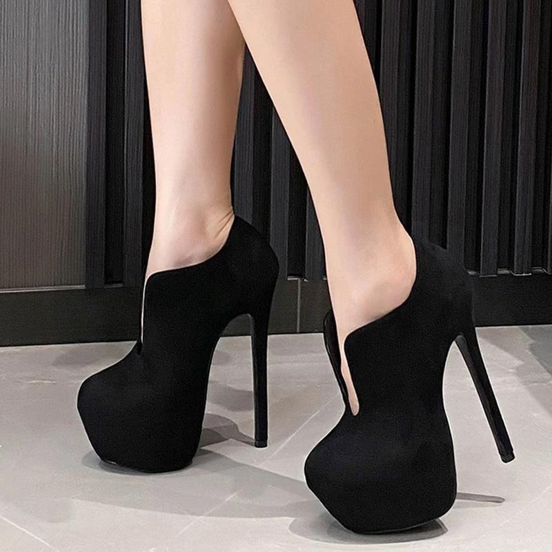 Sexy Super High Heel Platform Shoes Women 2025 New Thin High Heel Stripper Pole Dance Shoes Comfortable Round Toe Non Slip Pumps