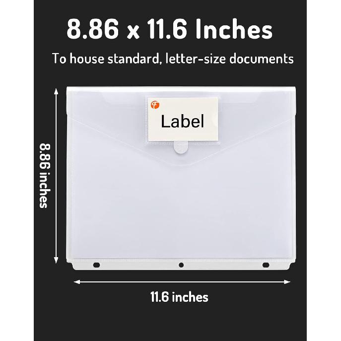 Forvencer Binder Pocket, 10 Pack Super Heavyweight Plastic Folders with Tight Closure, Folders with Pockets Side Loading, Binder Organizer, Binder
